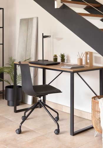 KAVE HOME Lisbet skrivebord - naturlig/svart MDF/metall, rektangulr (120x60)