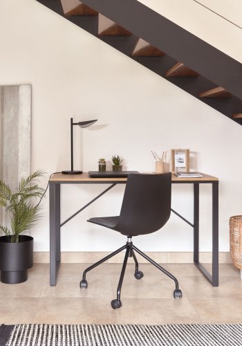 KAVE HOME Lisbet skrivebord - naturlig/svart MDF/metall, rektangulr (120x60)