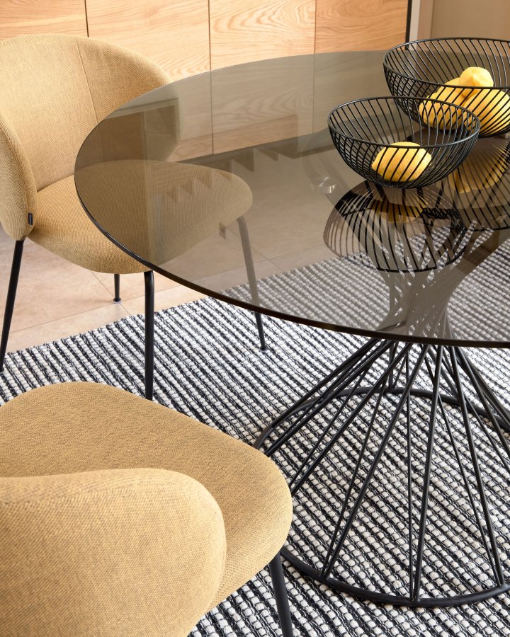 KAVE HOME Minna spisestol - sennepsgult stoff og metall