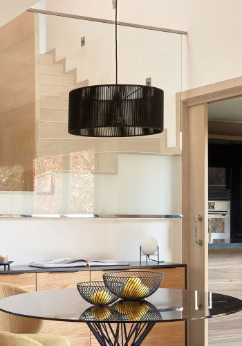 KAVE HOME Cantia taklampeskjerm, rund - svart bomull (47)