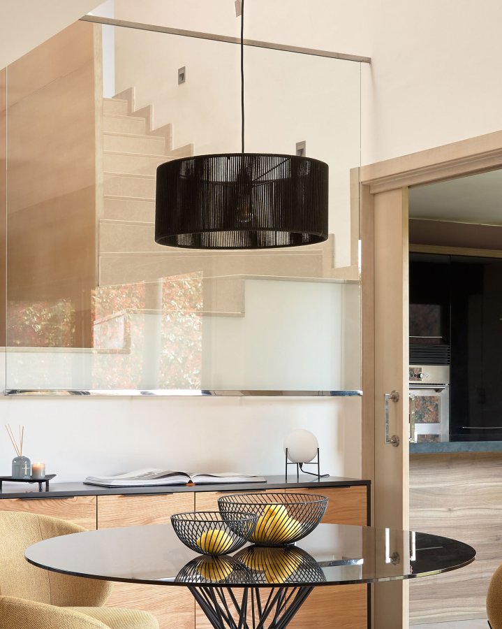 KAVE HOME Cantia taklampeskjerm, rund - svart bomull (47)