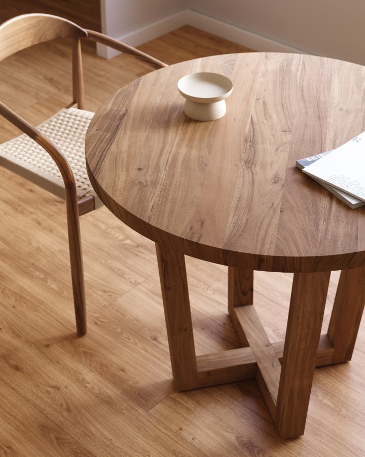 KAVE HOME Nahla spisebord, rundt - naturlig akasietre (90)