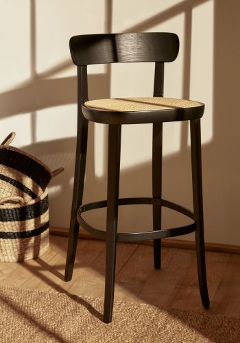 KAVE HOME Romane barkrakk, med ryggsttte og fotsttte - naturlig rotting og svart ask finer/bk