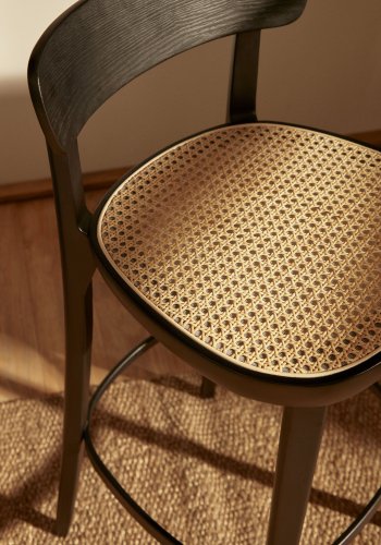 KAVE HOME Romane barkrakk, med ryggsttte og fotsttte - naturlig rotting og svart ask finer/bk