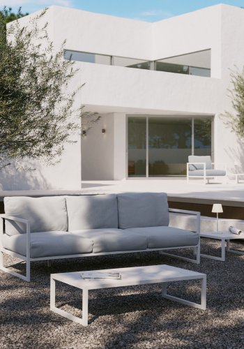 KAVE HOME Comova havebord, rektangulr - hvid aluminium (60x114)