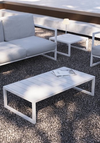 KAVE HOME Comova havebord, rektangulr - hvid aluminium (60x114)