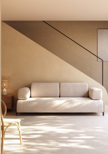 KAVE HOME Compo 3-manns sofa - beige polyester og stl