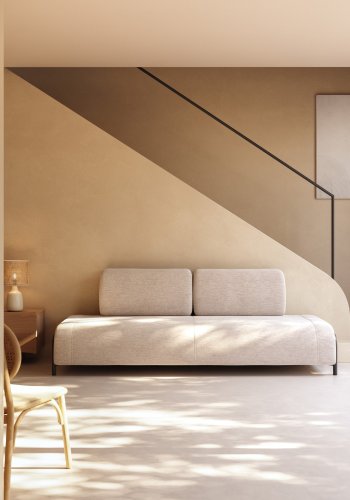 KAVE HOME Compo 3-seters sofa - beige stoff og metall 