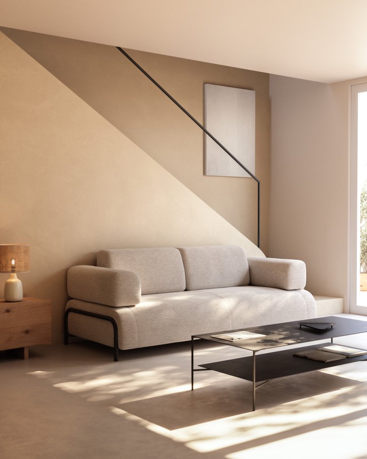 KAVE HOME Azisi salongbord, med hylle - svart glass og svart stl (140x60)