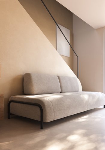 KAVE HOME Compo 3-seters sofa - beige stoff og metall 