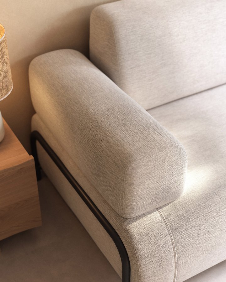 KAVE HOME Compo 3-seters sofa - beige stoff og metall 