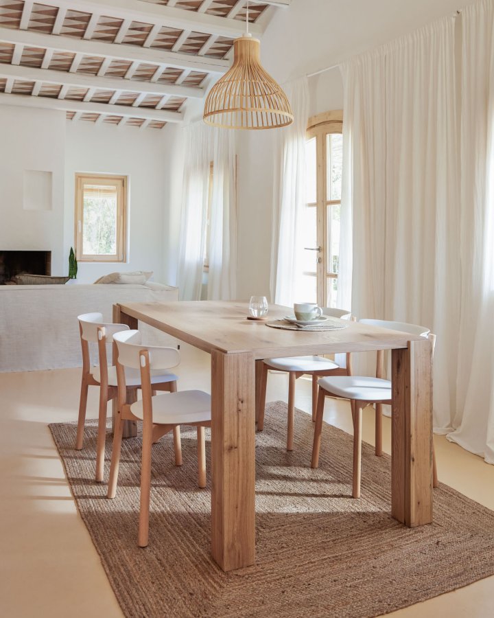 KAVE HOME Deyanira spisebord, rektangulrt - naturlig eikefiner og eiketre (200x100)