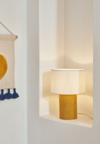 KAVE HOME Bianella bordlampe i flyel i sennep