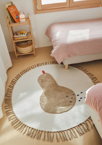 KAVE HOME Tamya rundt teppe i 100 % bomull med brun pre,  120 cm