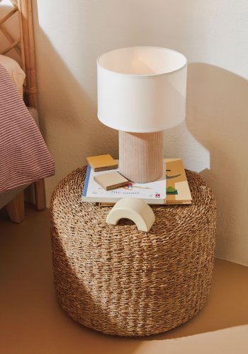 KAVE HOME Bianella bordlampe i flyel i beige