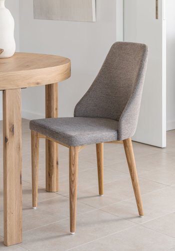 KAVE HOME Rosie spisestuestol - brunt chenillestoff og naturlig ask
