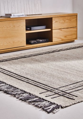 KAVE HOME Eneo gulvteppe, med dusker, rektangulrt - brun ull/bomull/polyester (160x230)