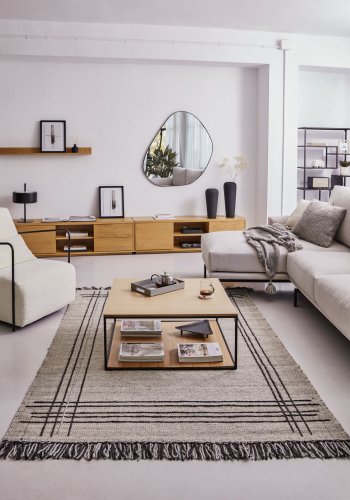 KAVE HOME Abilen TV-bord, m. 1 dr, 2 skuffer og 2 hyller - naturlig eikefiner (150x36)