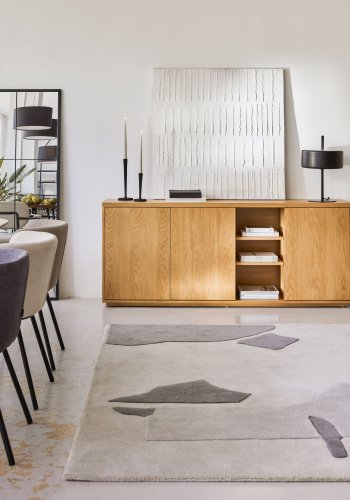 KAVE HOME Abilen skjenk, m. 3 drer og hyller - naturlig eikefiner