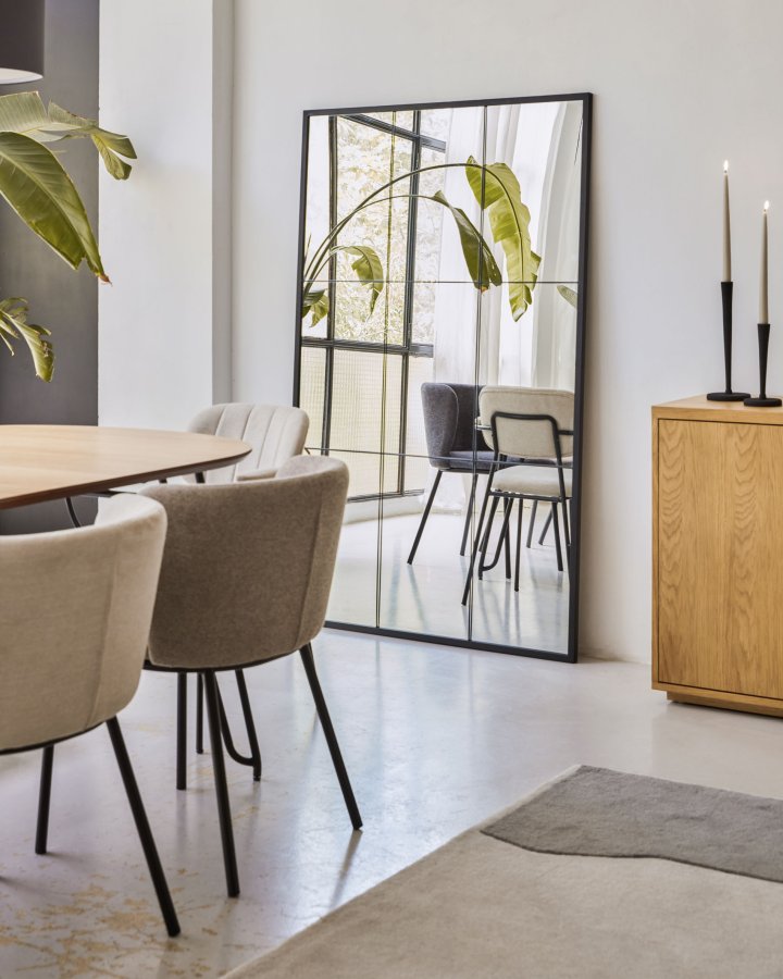 KAVE HOME Ulrica gulvspeil, rektangulrt - speilglass og sort stl (100x160)