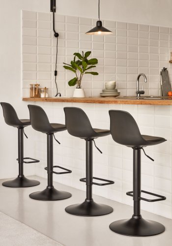 KAVE HOME Orlando-T barkrakk, m. ryggsttte og fotsttte - svart polypropylen/kunstskinn/stl