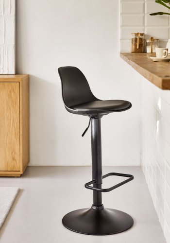 KAVE HOME Orlando-T barkrakk, m. ryggsttte og fotsttte - svart polypropylen/kunstskinn/stl