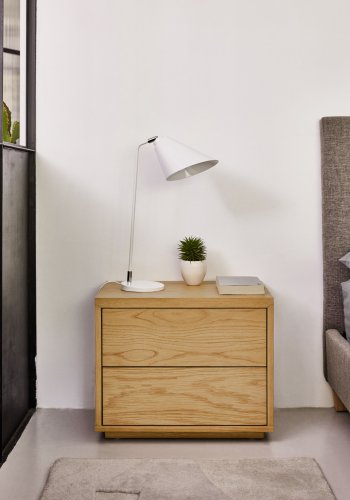 KAVE HOME Abilen nattbord, m. 2 skuffer - naturlig eikefiner (53x36)