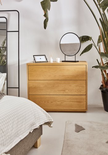 KAVE HOME Abilen kommode, m. 3 skuffer - naturlig eikefiner