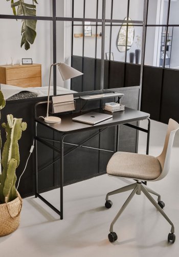 KAVE HOME rektangulrt Foreman skrivebord - svart melamin og metall (98x48)