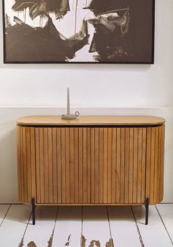 KAVE HOME Licia skjenk, m. 2 drer og 1 hylle - naturlig mangotre og jern (120x45)