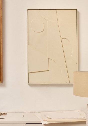 KAVE HOME Talin geometrisk bilde, rektangulrt - beige MDF (90x60)