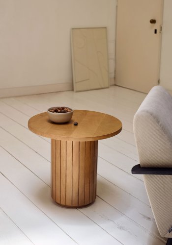 KAVE HOME Licia sidebord, rundt - naturlig mangotre (60)