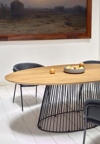 KAVE HOME Leska spisebord, ovalt - heltre mangotre og svart jern (200x110)