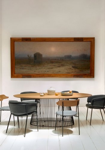 KAVE HOME Leska spisebord, ovalt - heltre mangotre og svart jern (200x110)