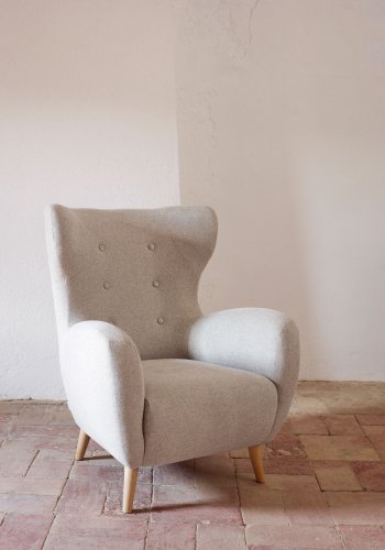 KAVE HOME Patio lenestol, med armlener - beige chenille og bketre