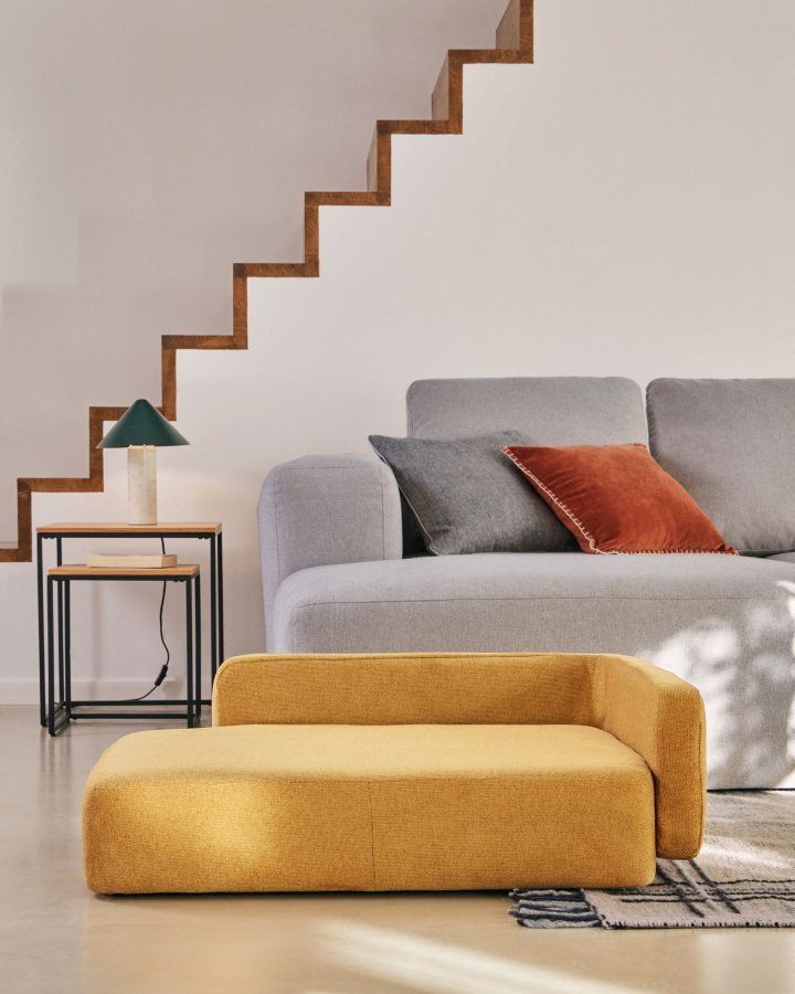 KAVE HOME Bowie hundekurv, stor, rektangulr - sennepsgul stof (70x96)