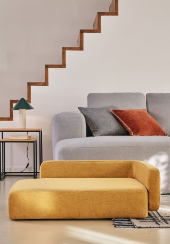 KAVE HOME Bowie-trekk til stor hundekurv - sennepsgult stoff