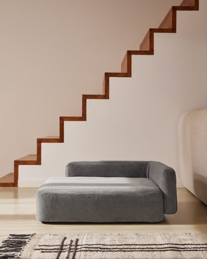 KAVE HOME Bowie hundekurv, lille, rektangulr - mrkegr stof (60x73)