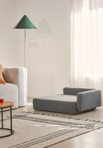 KAVE HOME Bowie hundekurv, stor, rektangulr - mrkegr stof (70x96)