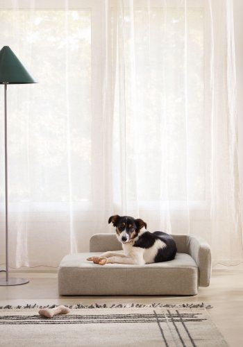 KAVE HOME Bowie hundekurv, stor, rektangulr - beige stof (70x96)