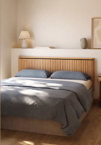 KAVE HOME Licia sengegavl - naturlig mangotre og jern (180x95)