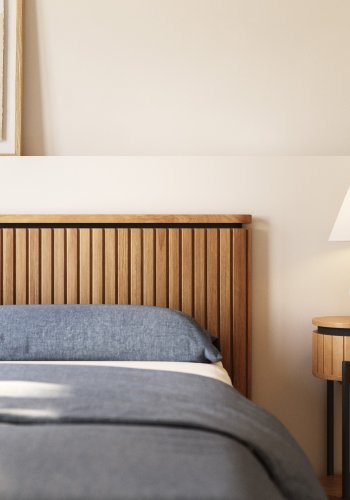 KAVE HOME Licia sengegavl - naturlig mangotre og jern (180x95)