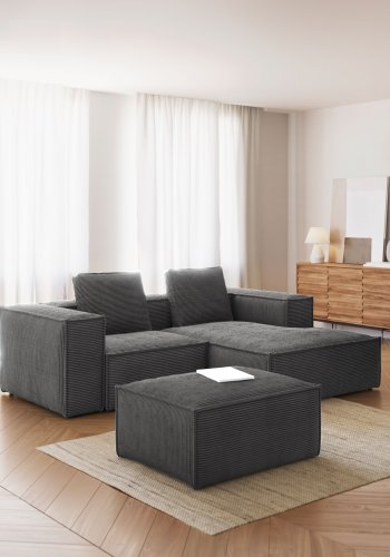 KAVE HOME Blok sofa, m. h�jre chaiselong - gr� fl�jl