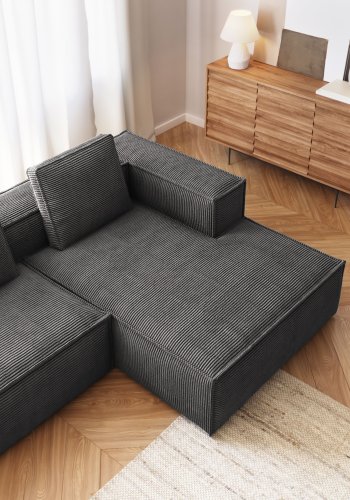 KAVE HOME Blok sofa, m. h�jre chaiselong - gr� fl�jl