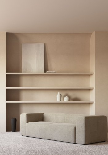 KAVE HOME Blok 3-manns sofa - beige polyester og stl