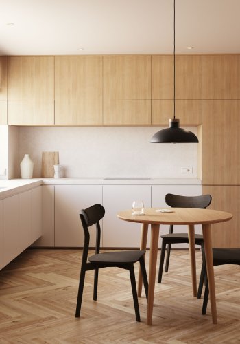 KAVE HOME Oqui spisebord, m. 2 ekstra plater - naturlig eikefiner og tre (90(170)x90)