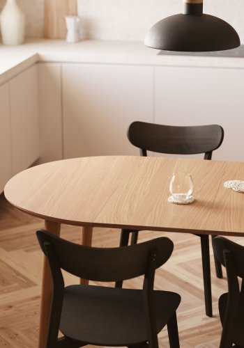 KAVE HOME Oqui spisebord, m. 2 ekstra plater - naturlig eikefiner og tre (90(170)x90)