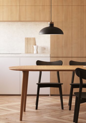 KAVE HOME Oakland spisebord, m. 2 ekstra plater - naturlig eikefiner og naturlig gummitre (160(260)x100)