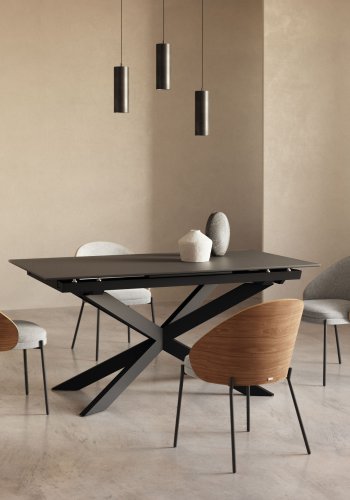 KAVE HOME Vashti spisebord, med uttrekk - glass, MDF og hvitt stl (160(210)x90)