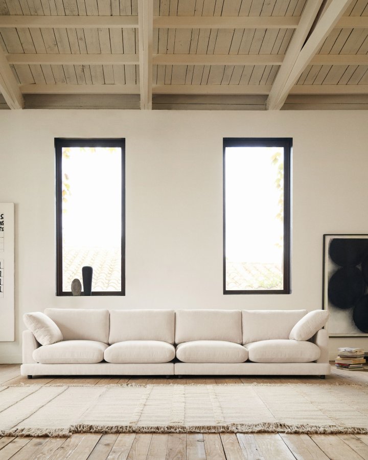 KAVE HOME Gala 6-seters sofa - beige stoff (390cm)